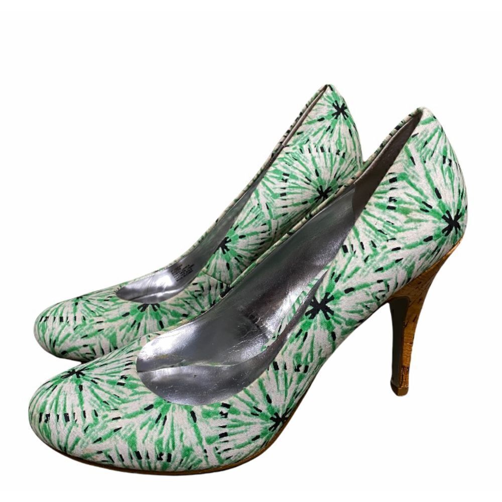 Jessica Simpson JP Oscar Green Multi Fabric Cork Heel Pump Size 9